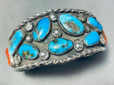 Opulent Vintage Native American Navajo Morenci Turquoise Sterling Silver Bracelet-Nativo Arts