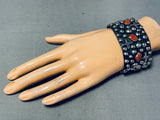 4 Directions Native American Navajo Chunky Coral Sterling Silver Coral Bracelet-Nativo Arts