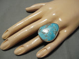Exquisite Vintage Navajo Blue Gem Turquoise Sterling Silver Native American Ring-Nativo Arts