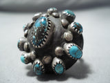 Unique Vintage Native American Navajo Bisbee Turquoise Sterling Silver Ring-Nativo Arts