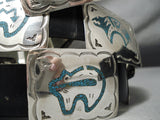 Rare Vintage Native American Navajo Turquoise Inlay Sterling Silver Concho Belt-Nativo Arts