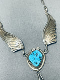Incredible Vintage Native American Navajo Morenci Turquoise Sterling Silver Necklace-Nativo Arts