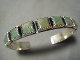 Very Rare!! Vintage Native American Navajo Squared Royston Turquoise Sterling Silver Bracelet-Nativo Arts