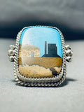Top Five Inlayers Native American Navajo Turquoise Sterling Silver Monument Valley Ring-Nativo Arts