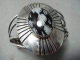 Rare Vintage Native American Navajo Agate Sterling Silver Bursting Bracelet Old-Nativo Arts