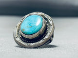 Rare Mine Turquoise Vintage Native American Navajo Sterling Silver Ring Old-Nativo Arts