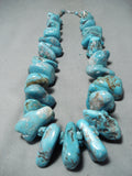 500 Grams!!! Huge Turquoise Chunk Sterling Silver Native American Navajo Necklace-Nativo Arts