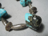 Wonderful Vintage Native American Navajo Turquoise Sterling Silver Necklace Old-Nativo Arts