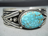 Authentic Albert Jake Native American Navajo High Grade Turquoise Sterling Silver Bracelet-Nativo Arts