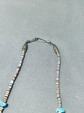 Outstanding Vintage Native American Navajo 7 Turquoise Heishi Sterling Silver Choker Necklace-Nativo Arts
