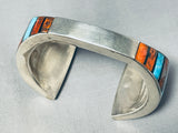 One Of Most Unique Ever Vintage Native American Navajo Turquoise Inlay Sterling Silver Bracelet-Nativo Arts