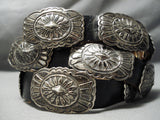 Authentic Vintage Native American Navajo Sterling Silver Hand Tooled Concho Belt Old-Nativo Arts