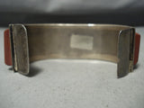 Thick Heavy Vintage Native American Navajo Carico Lake Turquoise Sterling Silver Inlay Bracelet-Nativo Arts