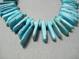 Opulent Vintage Native American Navajo Rectangle Turquoise Heishi Sterling Silver Necklace-Nativo Arts