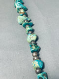 223 Grams Vintage Native American Navajo Turquoise Sterling Silver Bead Necklace Old-Nativo Arts