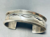 Slim Kokopelli Vintage Native American Navajo Hand Tooled Sterling Silver Bracelet-Nativo Arts