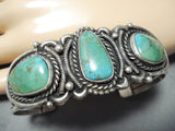 Signed Vintage Native American Navajo Royston Turquoise Sterling Silver Bracelet Old-Nativo Arts