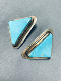 Maryanne Padilla Vintage Native American Navajo Blue Turquoise Sterling Silver Earrings Signed-Nativo Arts
