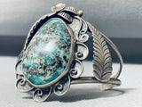 Massive Leaf Vintage Native American Navajo Turquoise Sterling Silver Bracelet Old-Nativo Arts