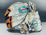 Show-stopping Vintage Native American Zuni Mother Of Pearl Sterling Silver Bracelet Signed-Nativo Arts