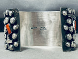 Chunks Of Coral Crosses Sterling Silver Native American Navajo Handmade Bead Bracelet-Nativo Arts