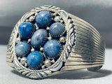 Rare Domed Lapis Vintage Native American Navajo Sterling Silver Flank Bracelet-Nativo Arts