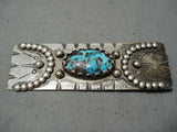 Important Vintage Native American Navajo Godber Turquoise Sterling Silver Pin Old-Nativo Arts