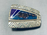 Native American Important Lee Epperson Vintagr Cherokee Lapis Sterling Silver Buckle-Nativo Arts
