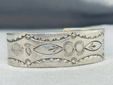 Awesome Vintage Native American Navajo Handcarved Smooth Sterling Silver Bracelet-Nativo Arts