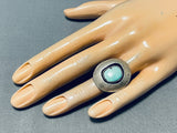 Amazing Vintage Native American Navajo #8 Turquoise Mine Sterling Silver Shadowbox Ring-Nativo Arts