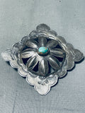 Mary Dayea Vintage Native American Navajo Blue Gem Turquoise Sterling Silver Pin Mary Dayea-Nativo Arts