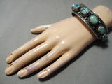 Incredible Vintage Native American Navajo 9 Turquoise Sterling Silver Bracelet-Nativo Arts
