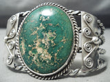 Early Coiled Vintage Native American Navajo Royston Turquoise Sterling Silver Bracelet Old-Nativo Arts