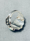 Remarkable Native American Navajo 3 Blue Gem Turquoise Sterling Silver Ring-Nativo Arts