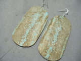 One Of The Biggest Ever #8 Turquoise Native American Sterling Silver Earrings-Nativo Arts
