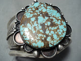 Huge Heavy Vintage Native American Navajo #8 Turquoise Sterling Silver Bracelet-Nativo Arts