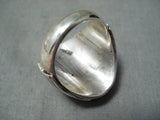 Astonishing Navajo White Buffalo Sterling Silver Ring Native American-Nativo Arts