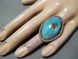Impressive Vintage Native American Navajo Blue Diamond Turquoise Sterling Silver Ring-Nativo Arts
