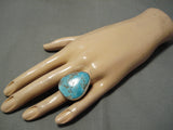 Exquisite Vintage Navajo Blue Gem Turquoise Sterling Silver Native American Ring-Nativo Arts
