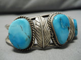 Incredible Vintage Native American Navajo Bisbee Turquoise Sterling Silver Bracelet Old-Nativo Arts