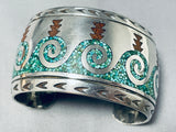 Juan Singer Signed Fabulous Vintage Native American Navajo Turquoise Sterling Silver Bracelet-Nativo Arts