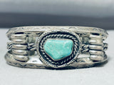 Tremendous Vintage Native American Navajo Green Turquoise Sterling Silver Bracelet-Nativo Arts