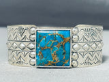 Amazing San Felipe Signed Pilot Mountain Sterling Silver Large Bracelet-Nativo Arts