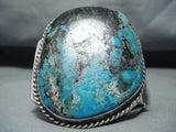Best Biggest Vintage Native American Navajo Blue Diamond Turquoise Sterling Silver Bracelet-Nativo Arts