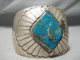 Colossal Vintage Native American Navajo Vivid Blue Turquoise Sterling Silver Bracelet Old Cuff-Nativo Arts