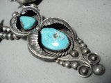 One Of The Finest Vintage Native American Navajo Turquoise Sterling Silver Dangle Necklace-Nativo Arts