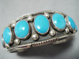 Superior Vintage Native American Navajo Blue Gem Turquoise Sterling Silver Bracelet Old-Nativo Arts