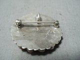 Wonderful Vintange Zuni Coral Sterling Silver Pin/ Pendant Native American-Nativo Arts