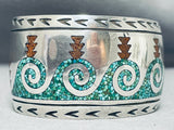 Juan Singer Signed Fabulous Vintage Native American Navajo Turquoise Sterling Silver Bracelet-Nativo Arts