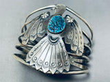 Incredible Native American Navajo Turquoise Sterling Silver Thunderbird Enormous Bracelet-Nativo Arts